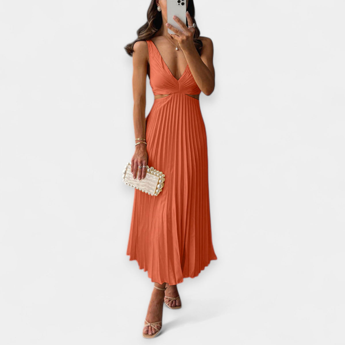Eliza – Plissiertes Maxikleid für Damen – Ansicht 7