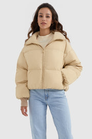 Dela – Kurzer Oversize-Daunenmantel für Damen – Ansicht 36