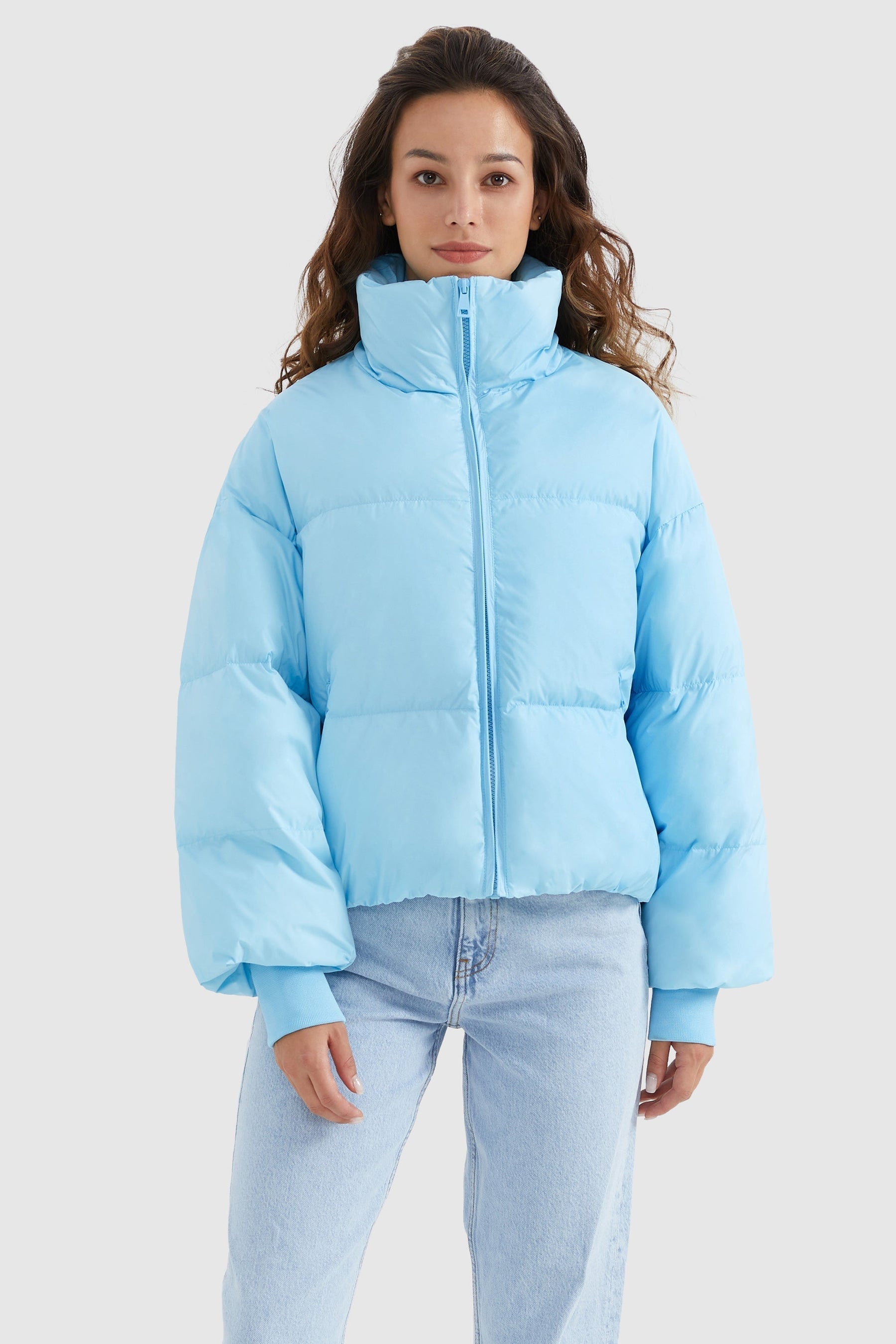 Dela – Kurzer Oversize-Daunenmantel für Damen – Ansicht 58