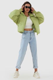 Dela – Kurzer Oversize-Daunenmantel für Damen – Ansicht 88