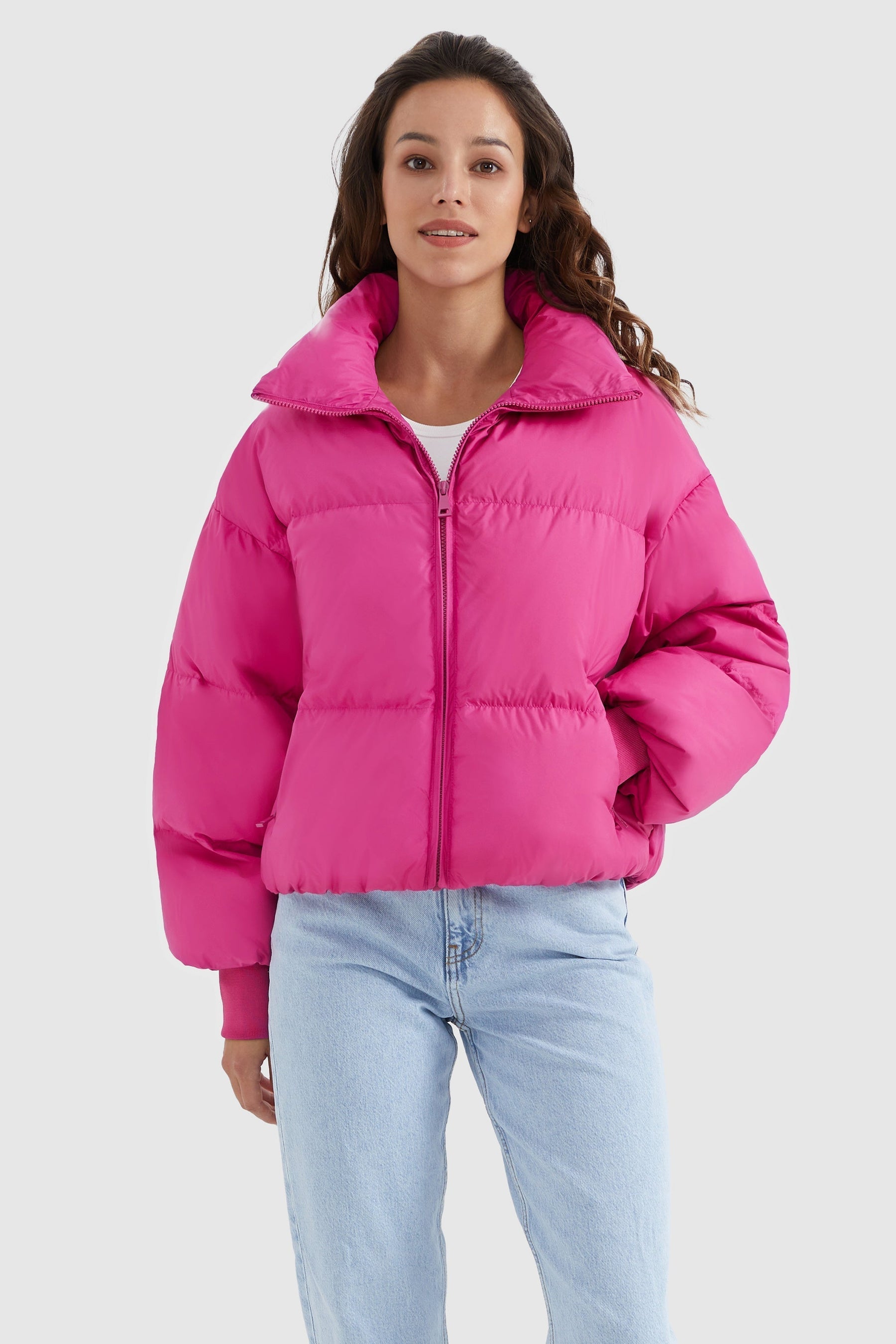 Dela – Kurzer Oversize-Daunenmantel für Damen – Ansicht 28