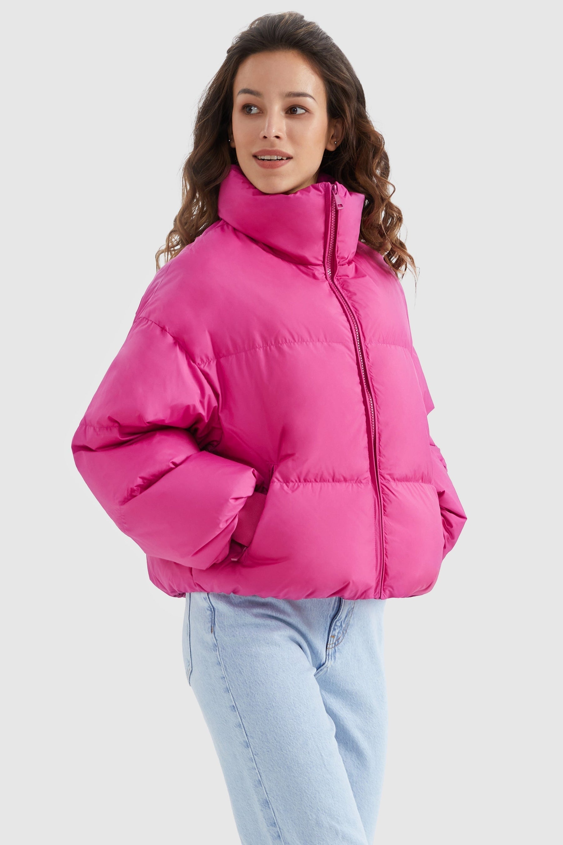 Dela – Kurzer Oversize-Daunenmantel für Damen – Ansicht 29