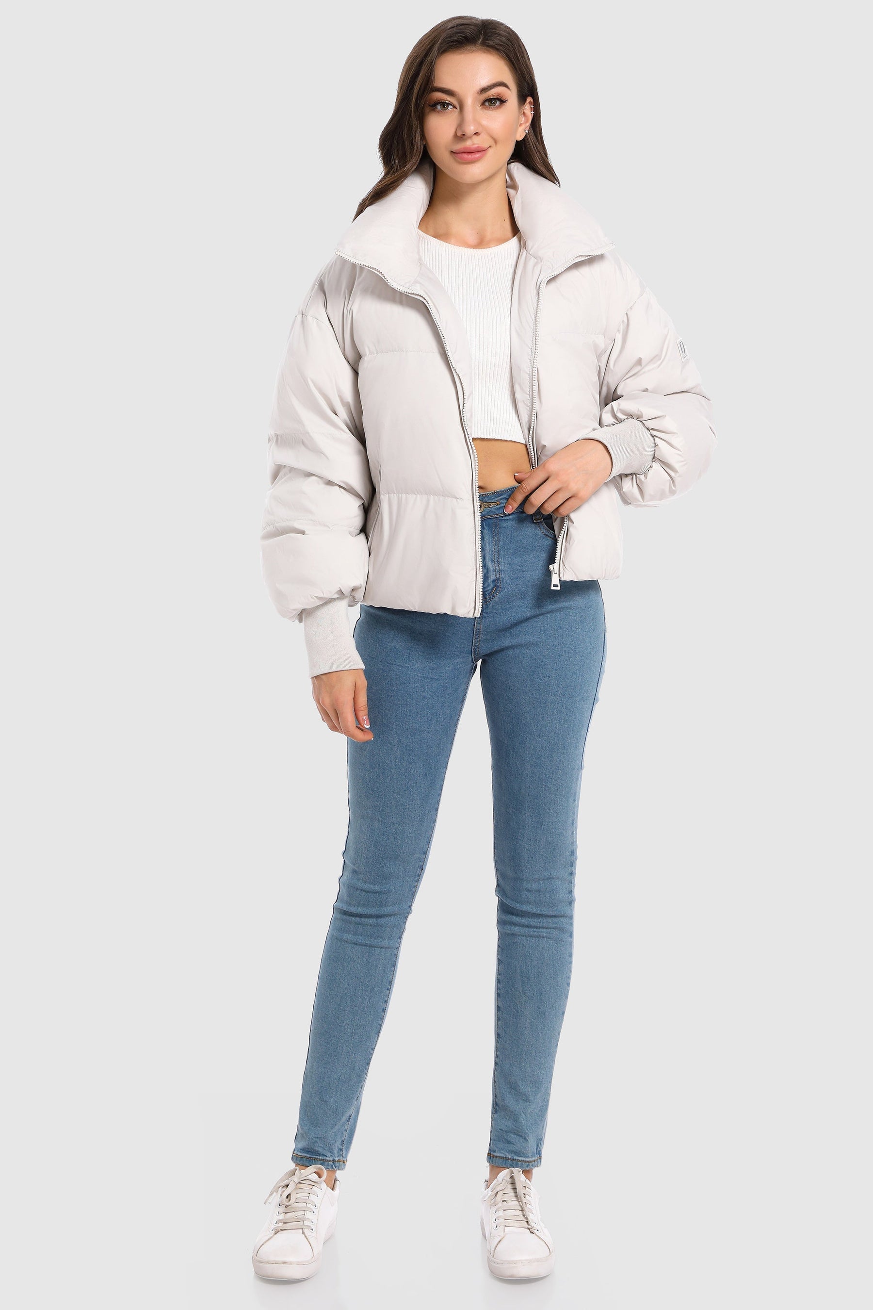 Dela – Kurzer Oversize-Daunenmantel für Damen – Ansicht 95