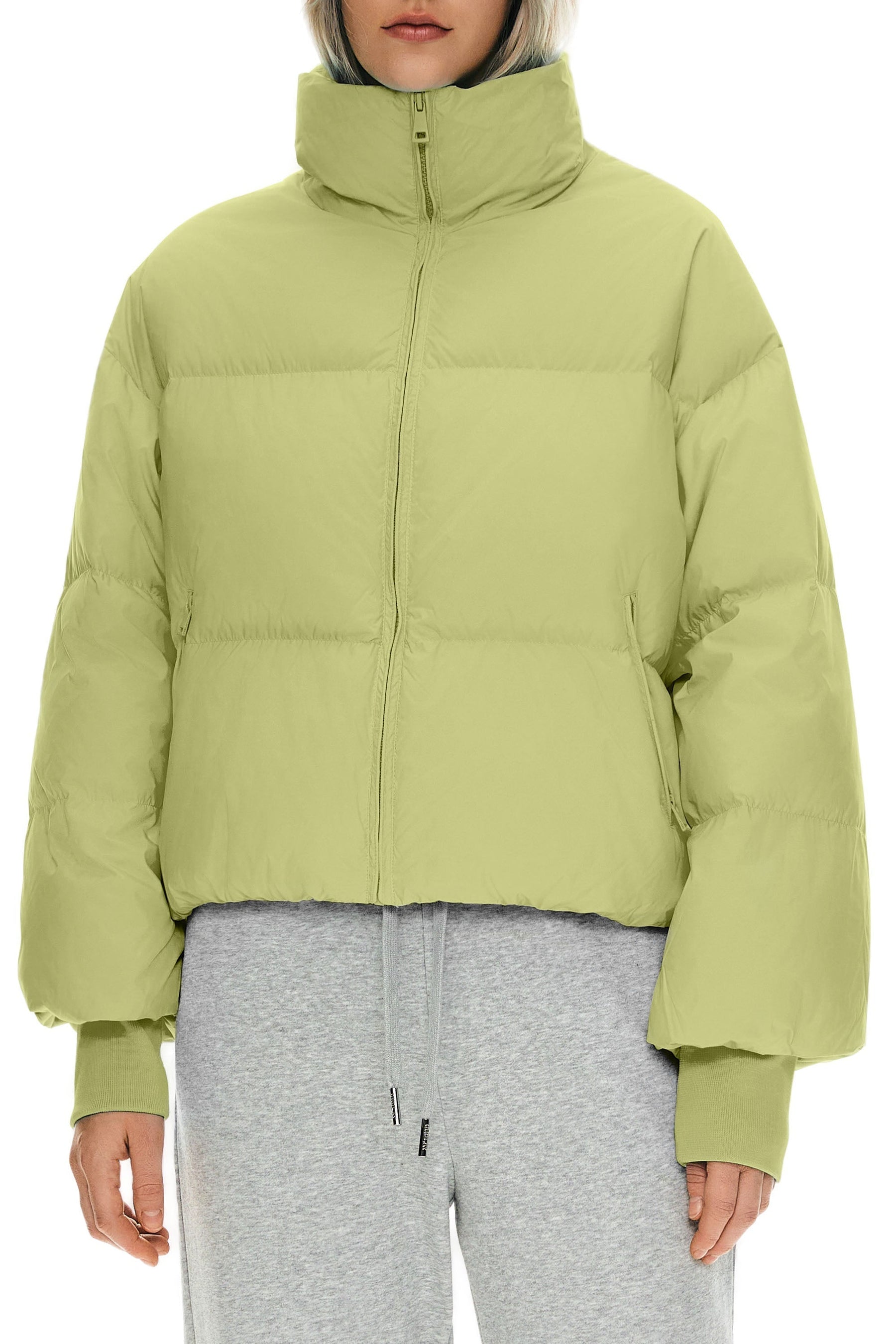 Dela – Kurzer Oversize-Daunenmantel für Damen – Ansicht 56