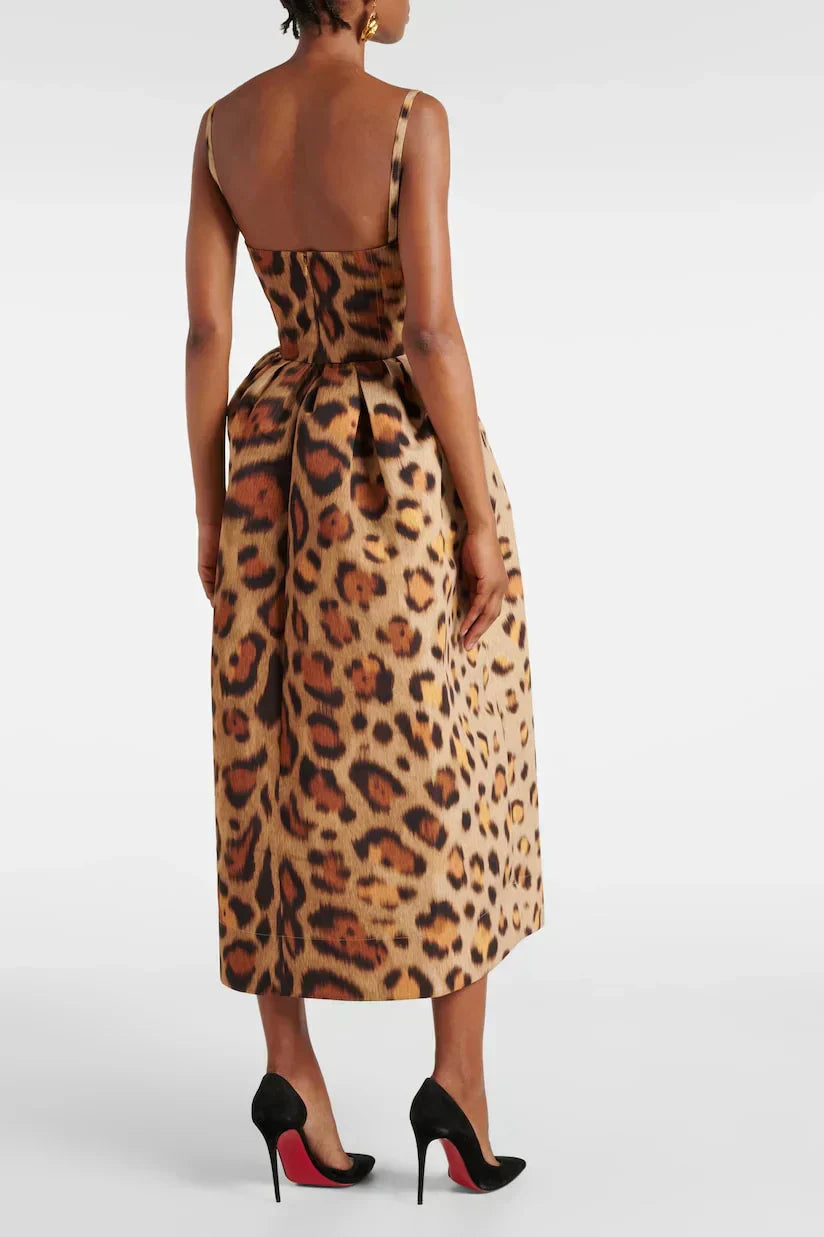 Tiana – Midikleid für Damen mit Bustier und Leopardenmuster – Ansicht 2