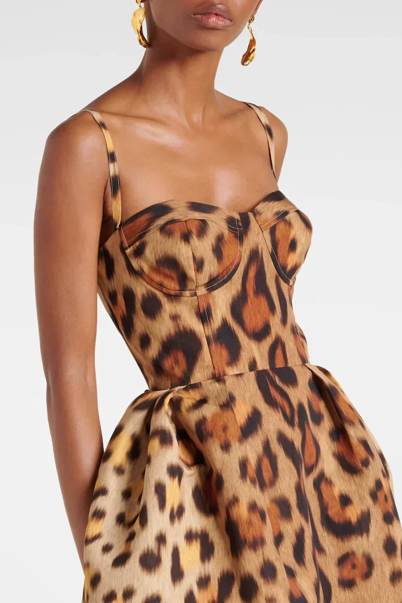 Tiana – Midikleid für Damen mit Bustier und Leopardenmuster – Ansicht 3