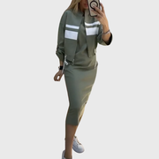 Loanna – Elegantes zweiteiliges Damen-Set mit Zip-Top und Rock
