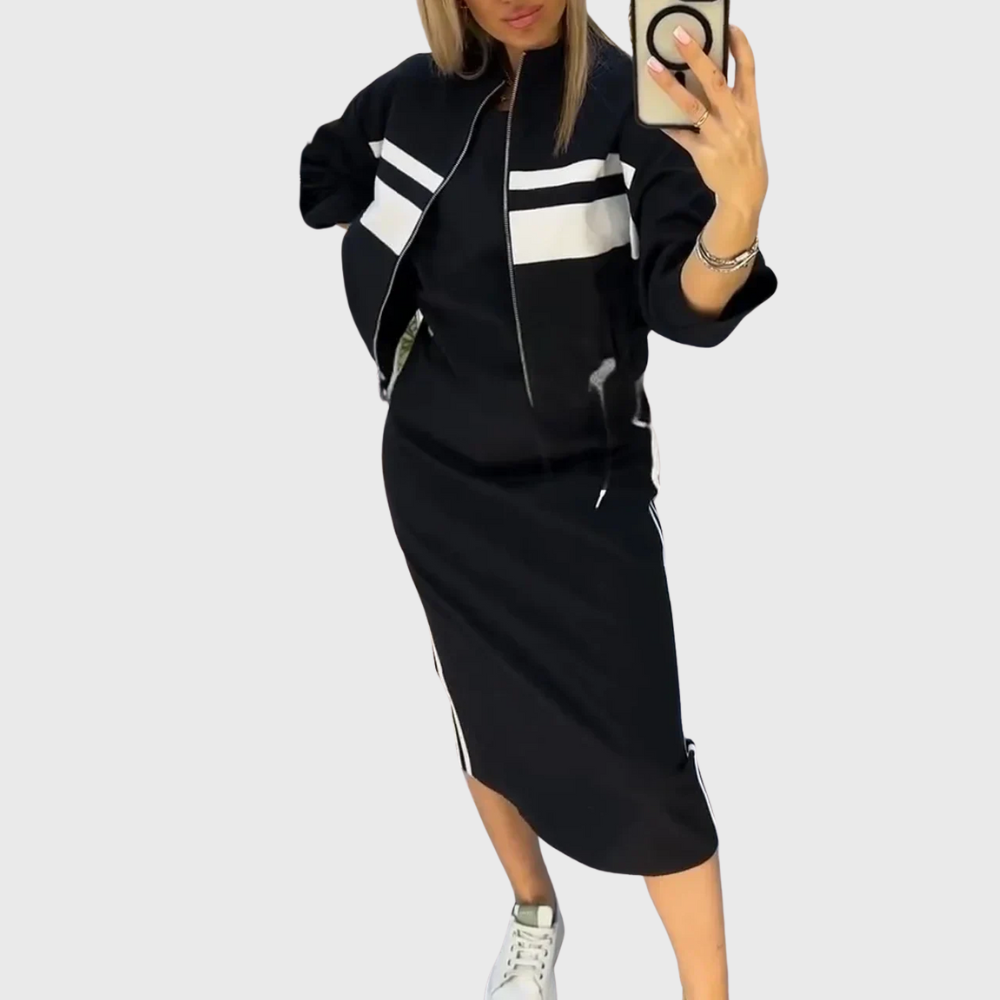 Loanna – Elegantes zweiteiliges Damen-Set mit Zip-Top und Rock – Ansicht 5