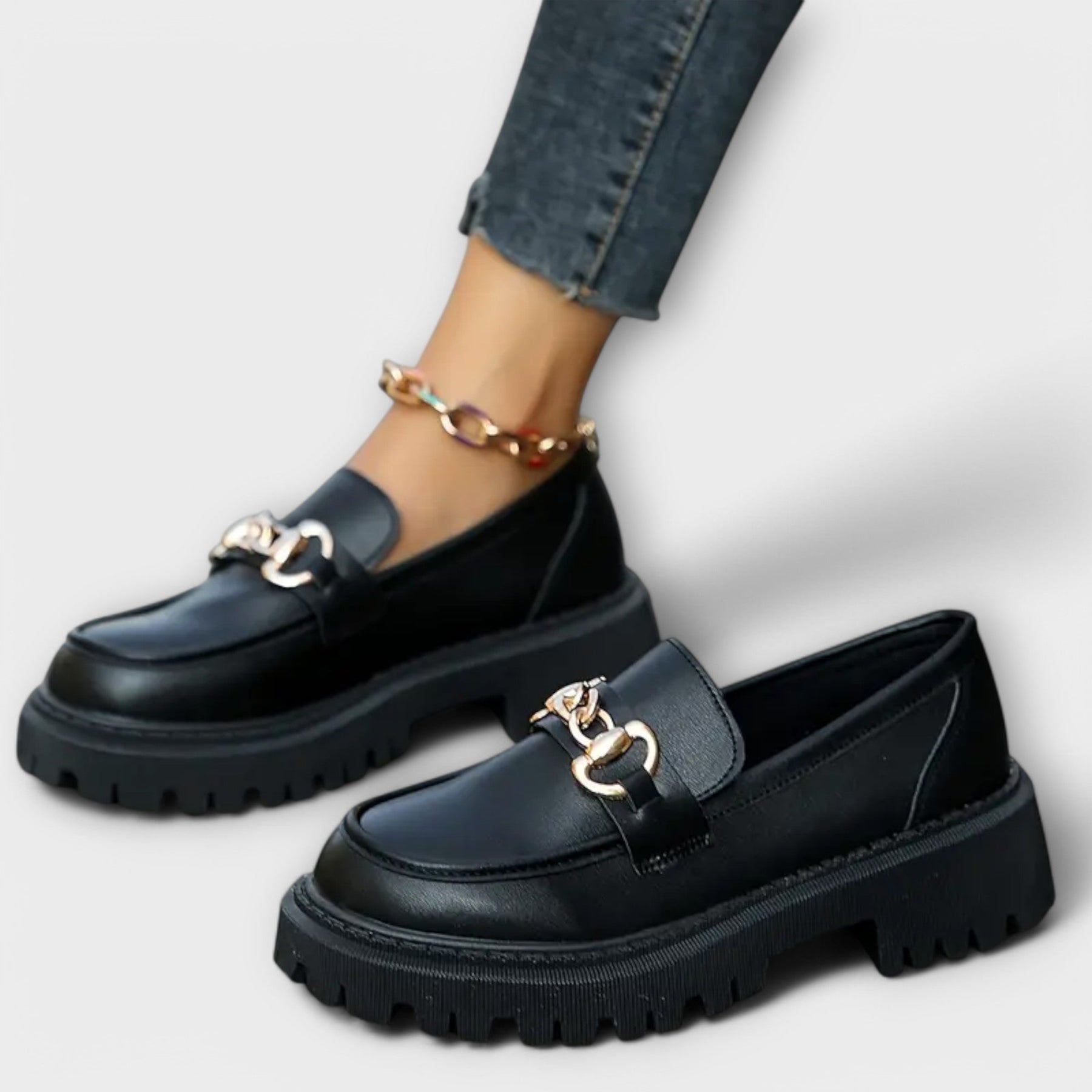 Damen-Plateau-Loafer mit Riemen
