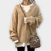 Oversize-Damen-Strickpullover mit Zopfmuster – Ansicht 5