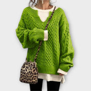 Oversize-Damen-Strickpullover mit Zopfmuster – Ansicht 6