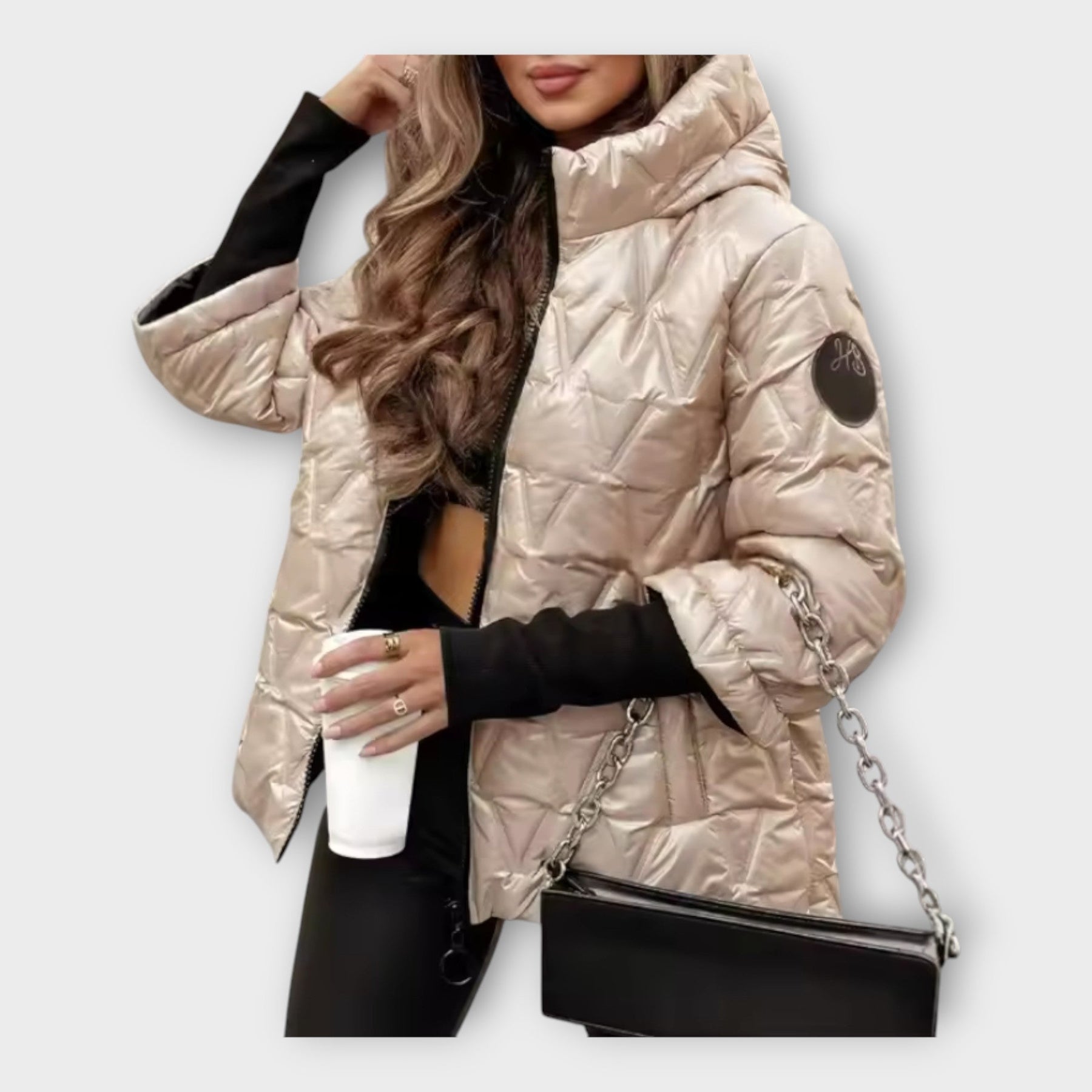 Elegante gesteppte Damenjacke mit Kapuze