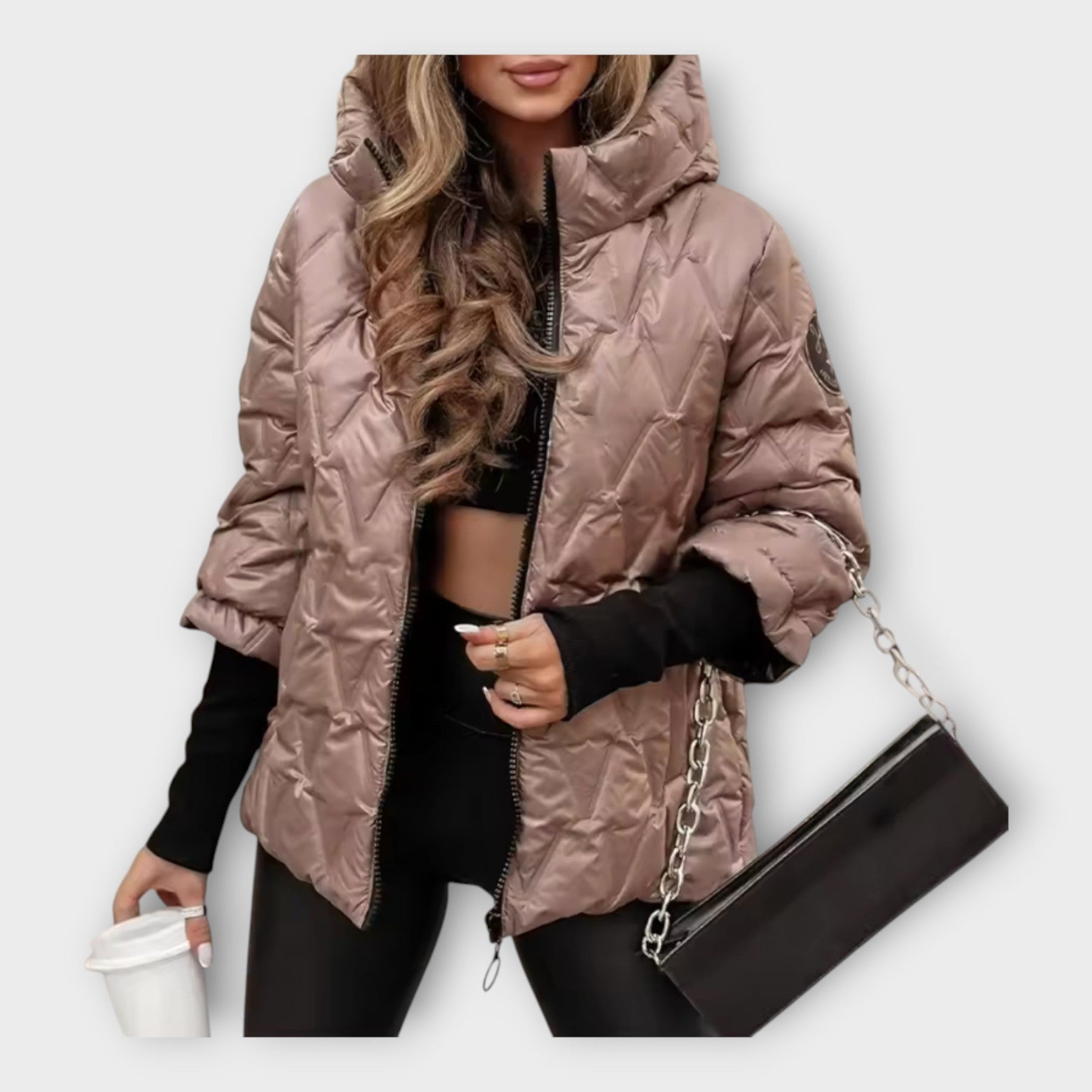 Elegante gesteppte Damenjacke mit Kapuze – Ansicht 6