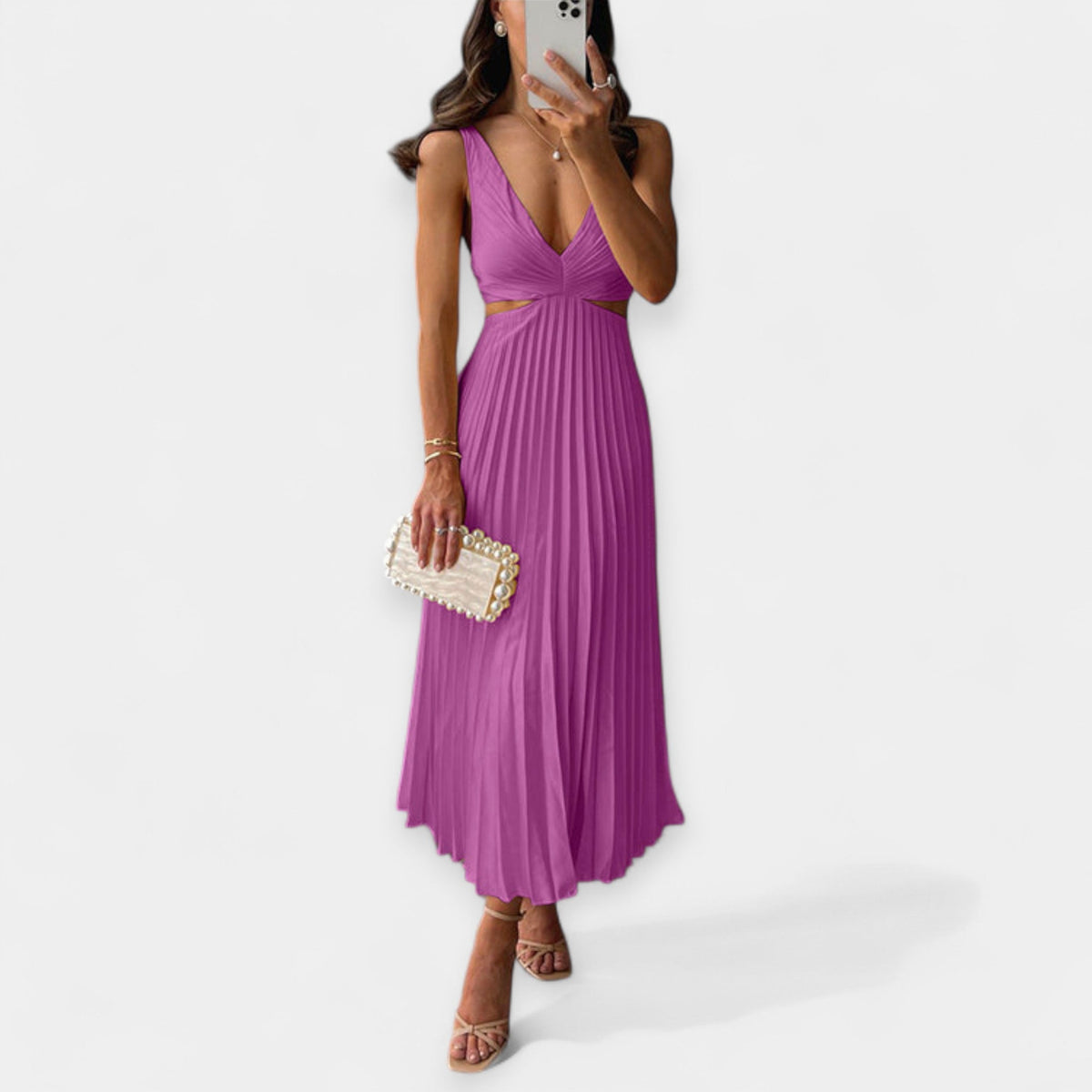 Eliza – Plissiertes Maxikleid für Damen – Ansicht 9