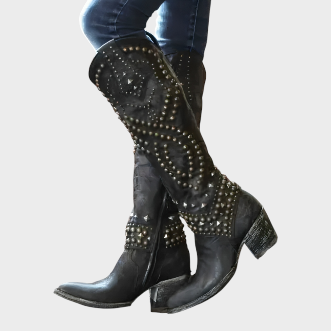 Orthopädische Damen-Kniestiefel Orena mit spitzer Zehenpartie – Ansicht 3