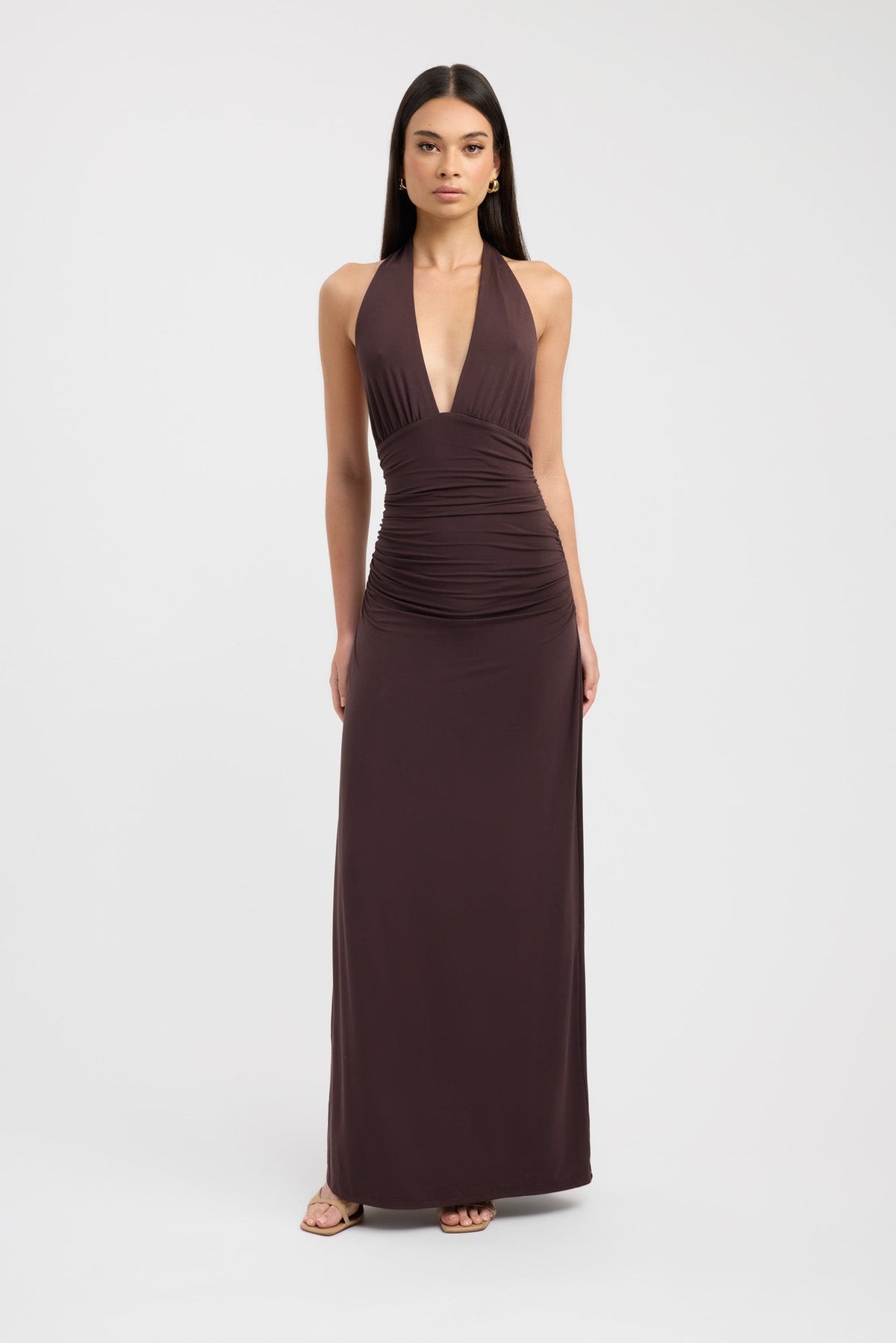 Neckholder-Maxikleid Sariah für Damen mit gerafftem Oberteil