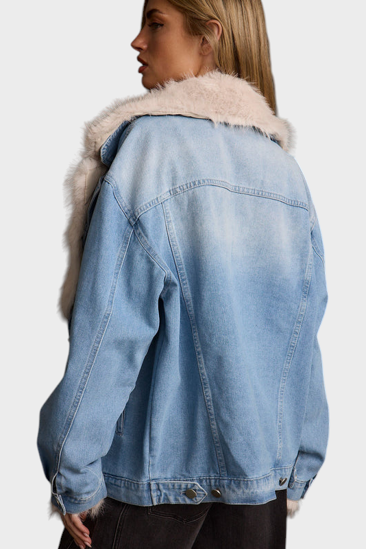 Rylee – Jeansjacke für Damen mit Kunstpelzbesatz – Ansicht 5