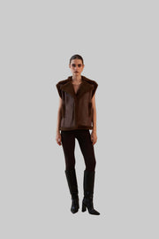 Lydia – Braune Pelzweste für Damen aus Shearling – Ansicht 7