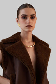 Lydia – Braune Pelzweste für Damen aus Shearling – Ansicht 3