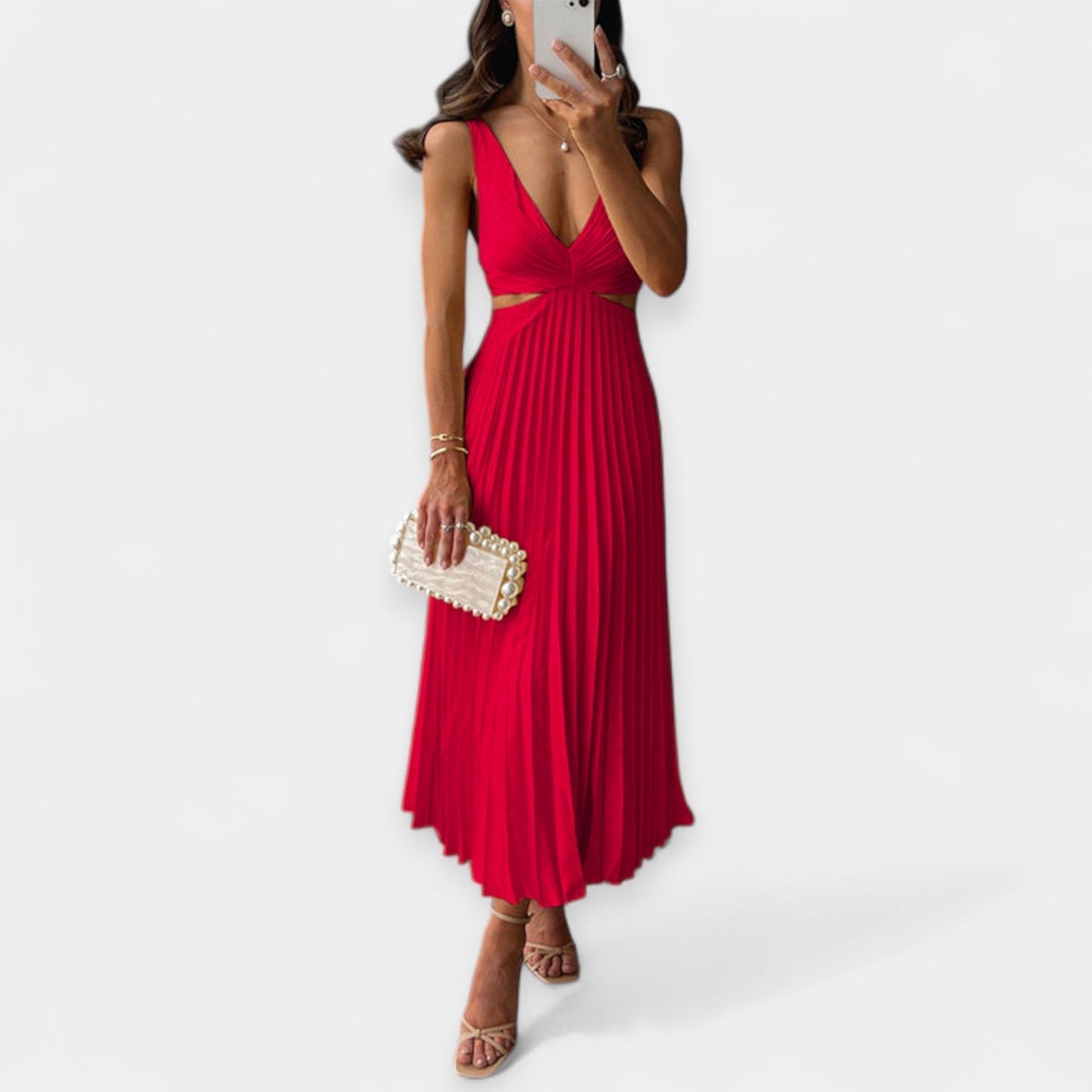 Eliza – Plissiertes Maxikleid für Damen – Ansicht 10
