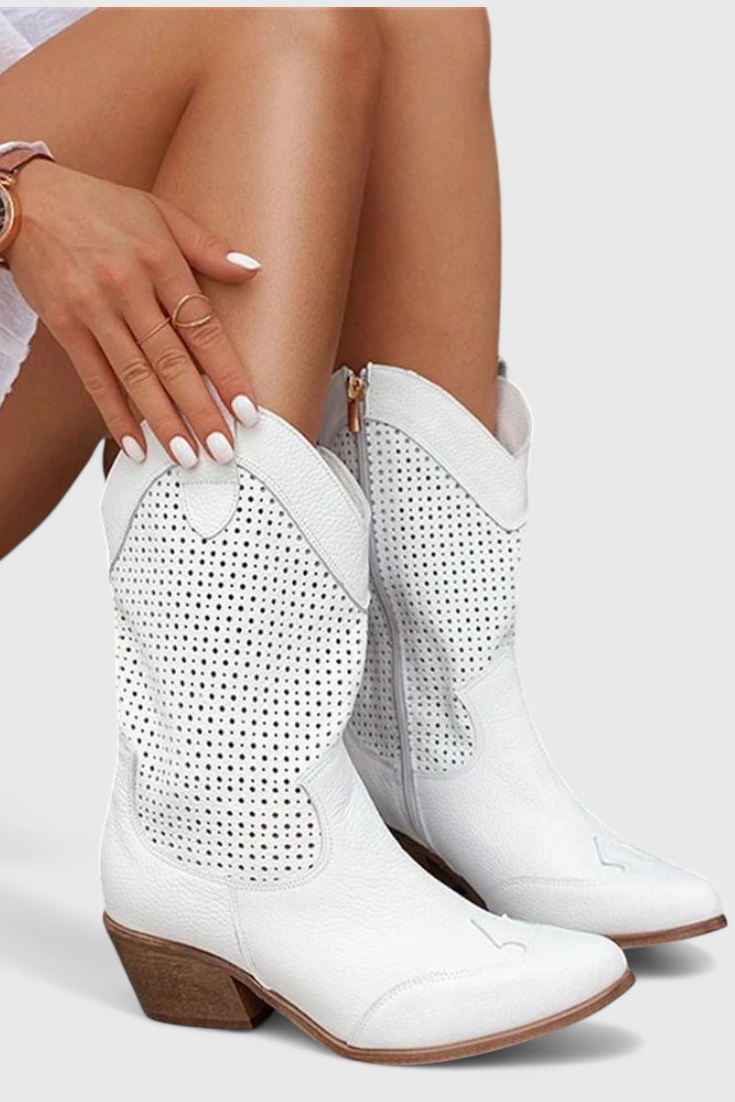 Anna – Denim-Cowboystiefel für Damen mit seitlichem Reißverschluss – Ansicht 3
