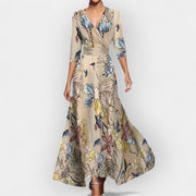 Florales Maxikleid für Damen in A-Linie – Ansicht 3