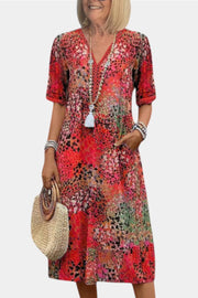 Perla – Boho-Kleid für Damen mit Blumenmuster und Strickdetails