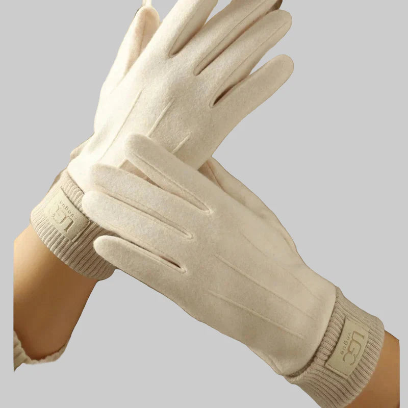 Elena – Touchscreen-Handschuhe für Damen aus Kaschmirmischung in Beige – Ansicht 6