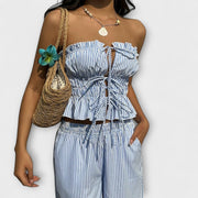 Mia – Sommer-Set für Damen mit hoher Taille und Volants – Ansicht 5