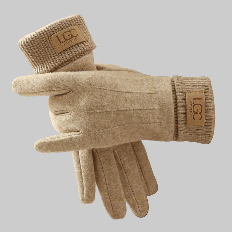 Elena – Touchscreen-Handschuhe für Damen aus Kaschmirmischung in Beige – Ansicht 4