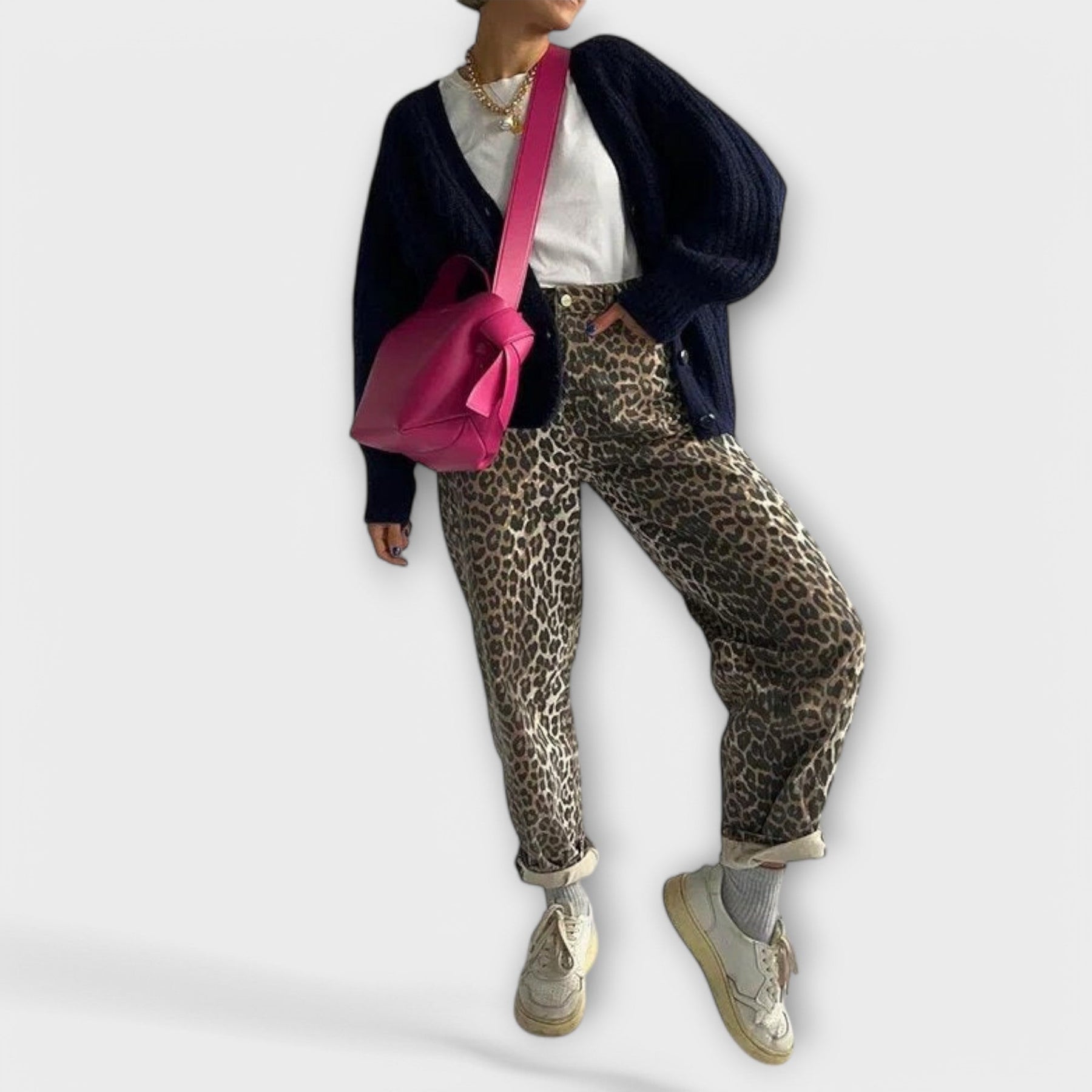 Vintage-Damenjeans Chandra mit Leopardenmuster – Ansicht 3