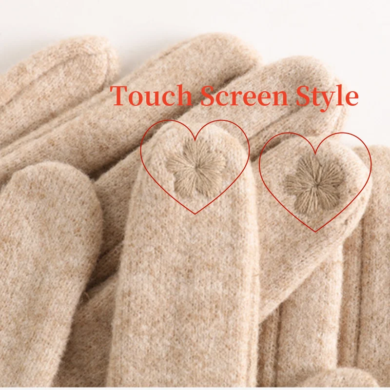 Elena – Touchscreen-Handschuhe für Damen aus Kaschmirmischung in Beige – Ansicht 2