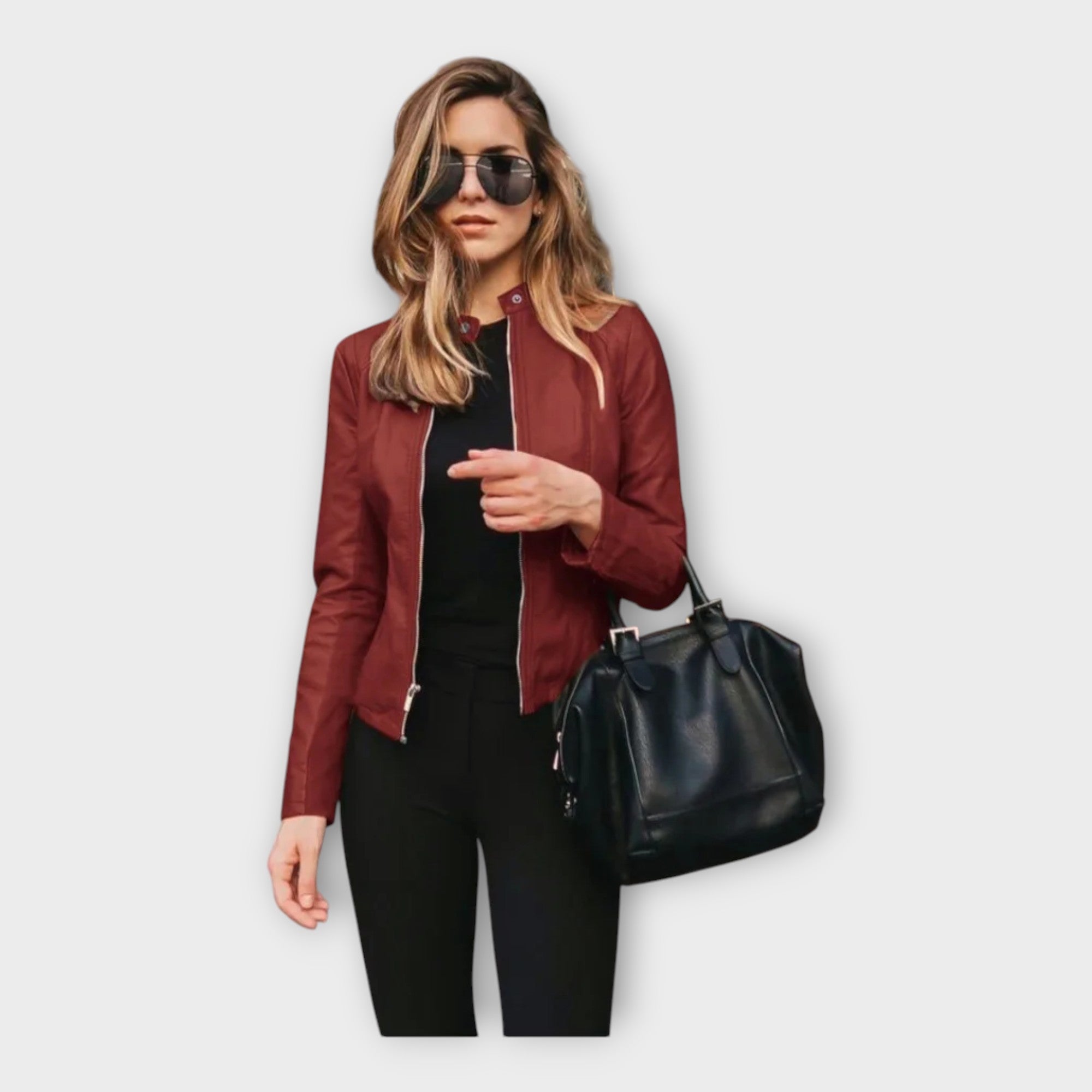 Lederjacke mit moderner Linienführung