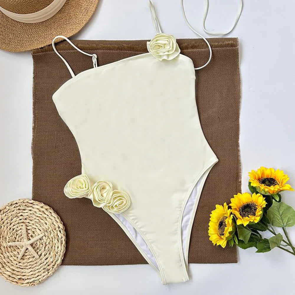 Riviera – Damen-Badeanzug-Set mit Blumenmuster und Choker – Ansicht 3