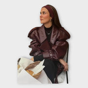 Lea – Lederjacke für Damen mit Gürtel – Ansicht 3