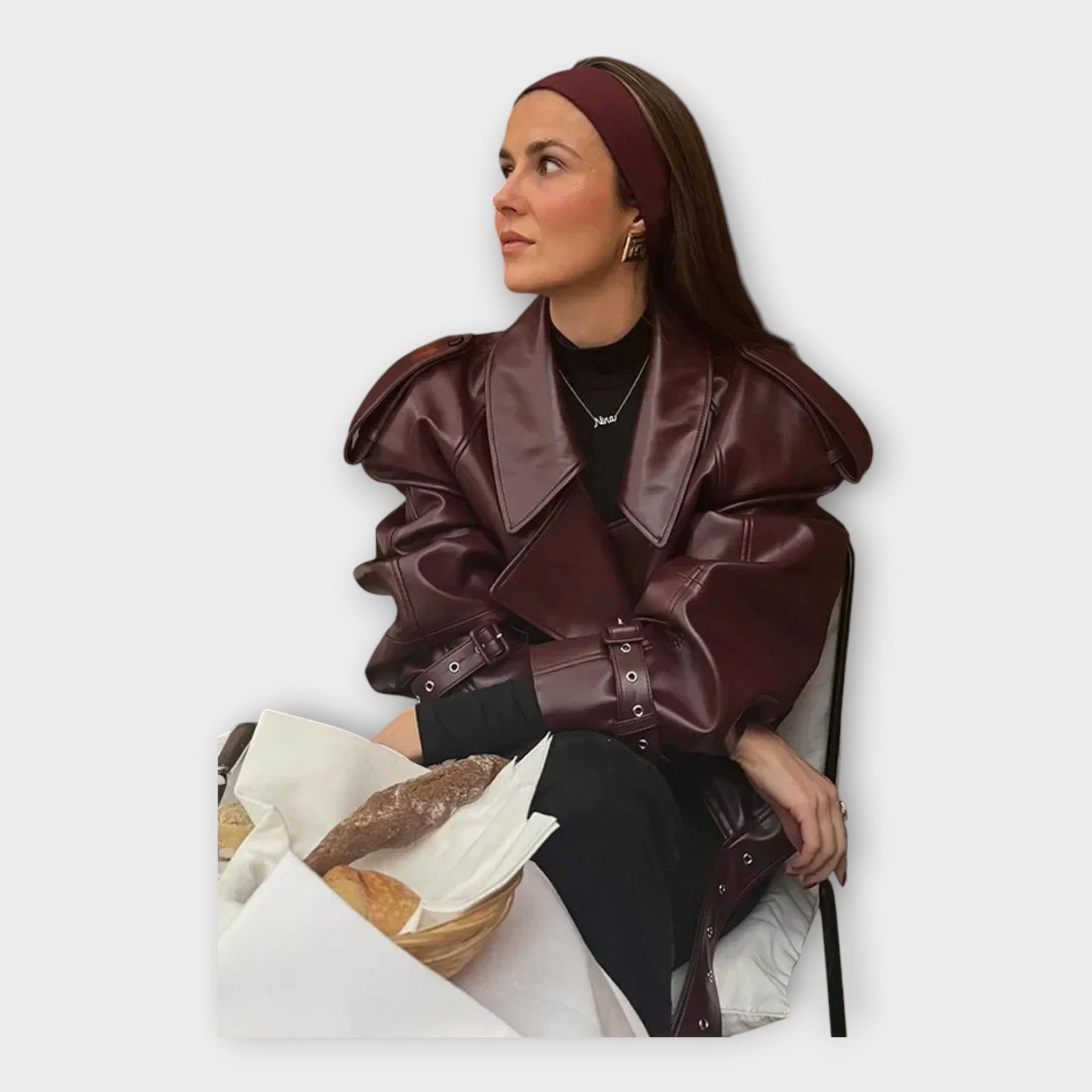 Lea – Lederjacke für Damen mit Gürtel – Ansicht 3