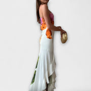 Zami – Maxikleid für Damen mit Patchwork-Muster und asymmetrischem Ausschnitt – Ansicht 3