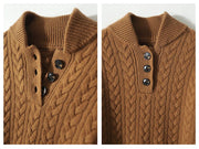 Liza – Kaschmirpullover für Damen mit Zopfmuster und Knöpfen – Ansicht 18