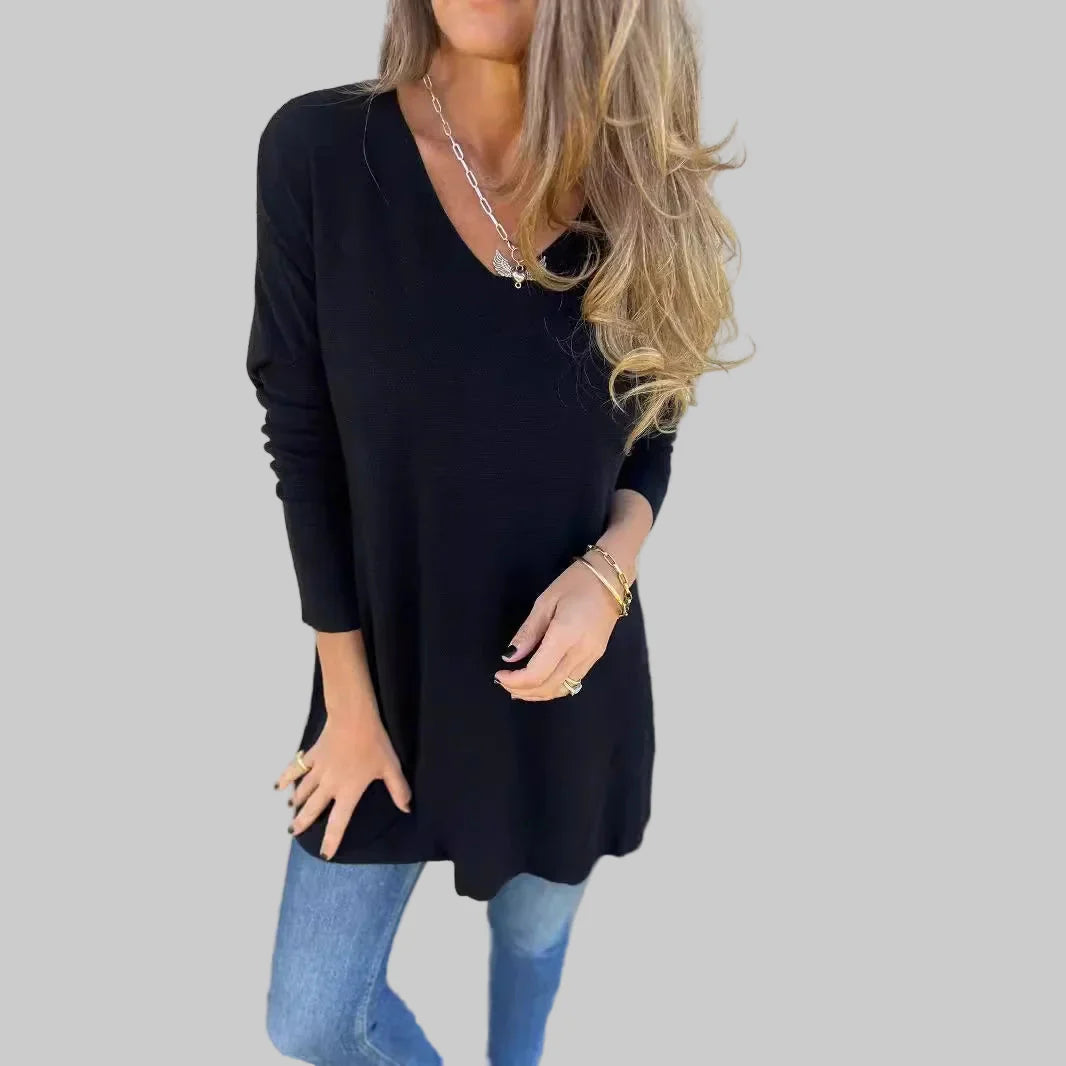 Jynae – Bequemes Oversize-Top für Damen mit V-Ausschnitt – Ansicht 3