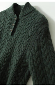 Liza – Kaschmirpullover für Damen mit Zopfmuster und Knöpfen – Ansicht 20