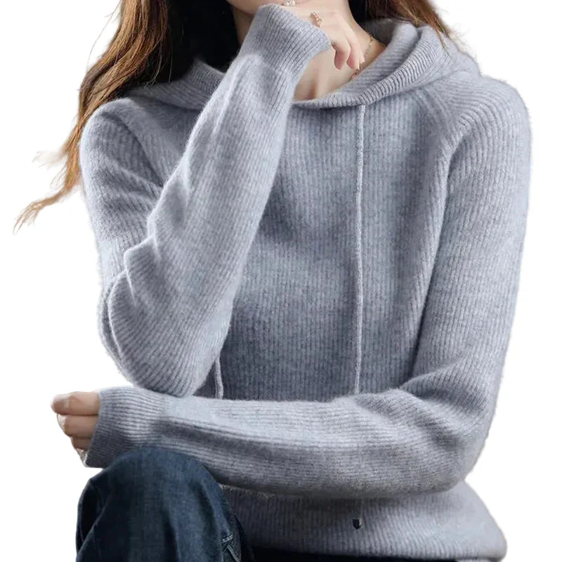 Penny – Damen-Kaschmirstrickoberteil mit Kapuze – Ansicht 2