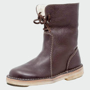 Beige Lederstiefeletten für Damen mit warmem Futter – Ansicht 4