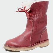 Beige Lederstiefeletten für Damen mit warmem Futter – Ansicht 6