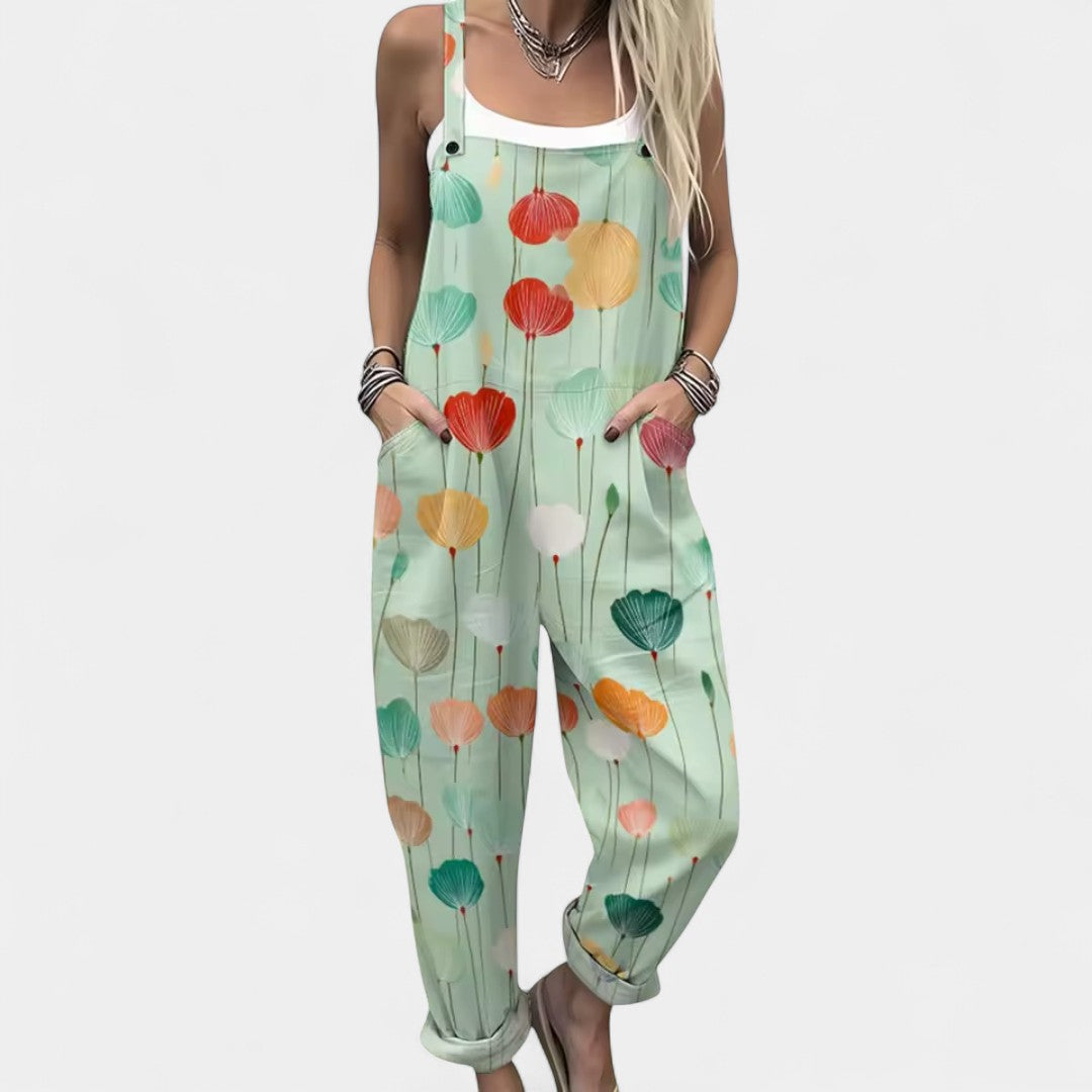 Luftiger Damen-Jumpsuit Dionysoula mit Blumenmuster – Ansicht 3