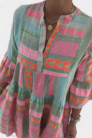 Gina – Besticktes Boho-Minikleid für Damen mit V-Ausschnitt – Ansicht 2
