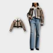 Chloe – Gefütterte Lederjacke für Damen mit Gürtel – Ansicht 4
