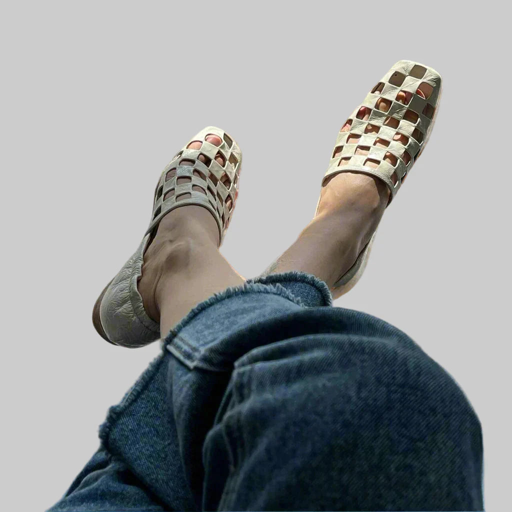 Angela – Karierte Leder-Loafer für Damen mit quadratischer Zehenform – Ansicht 16