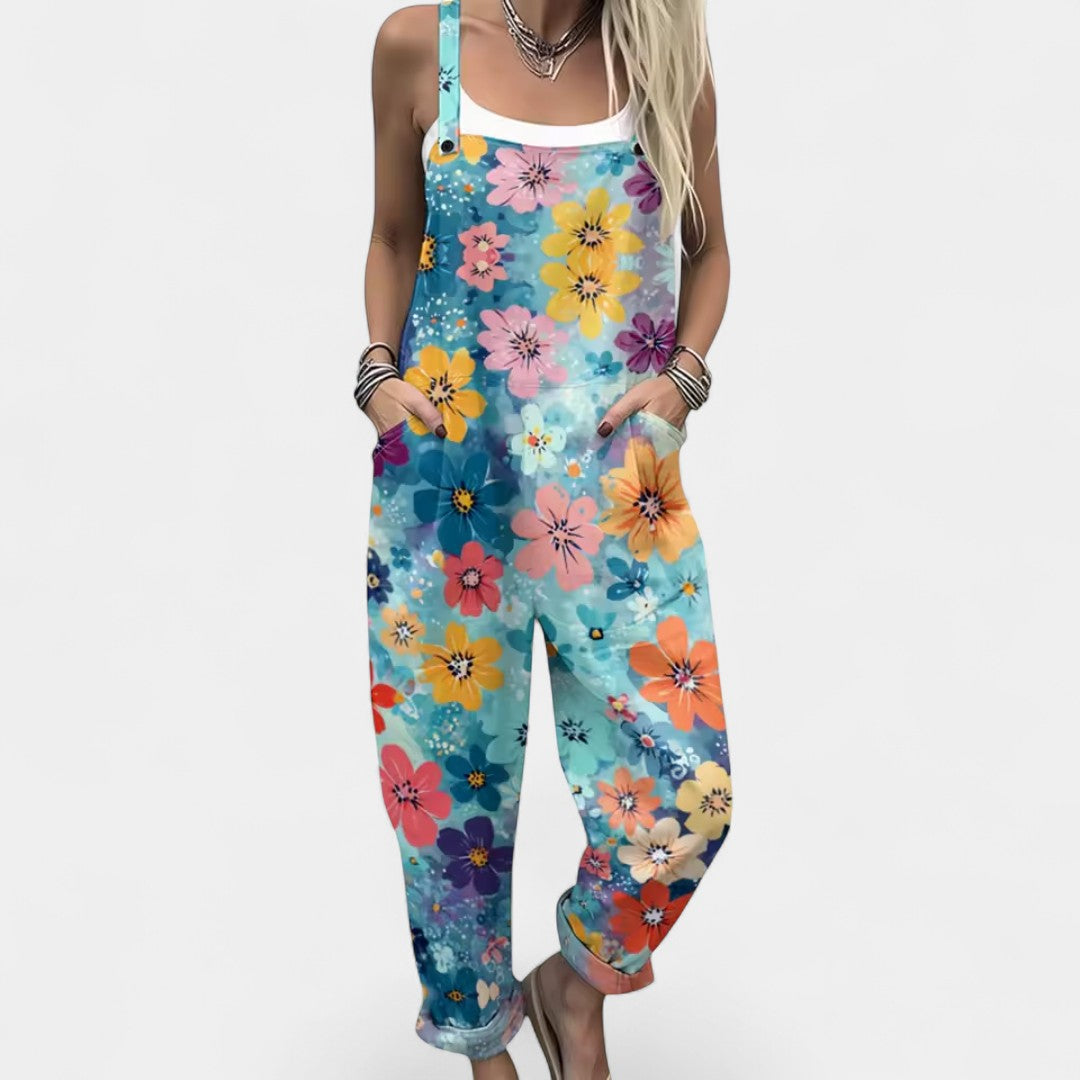 Luftiger Damen-Jumpsuit Dionysoula mit Blumenmuster – Ansicht 2