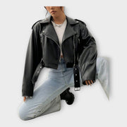 Yasmine – Kurze Lederjacke für Damen mit Gürtel – Ansicht 6