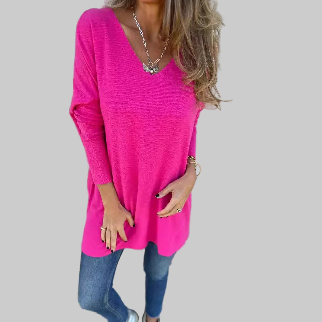Jynae – Bequemes Oversize-Top für Damen mit V-Ausschnitt – Ansicht 5